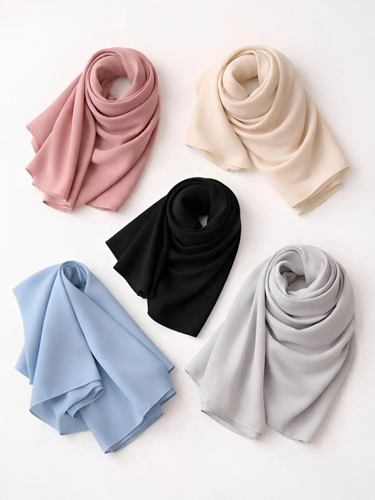 Elegant Women’s Scarf in Beige, Cream, Blue, Grey, and Black