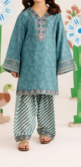 Kids Girls Traditional Eastern Suit – Sea Green