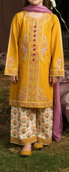 Kids Girls Traditional Eastern Suit – Yellow