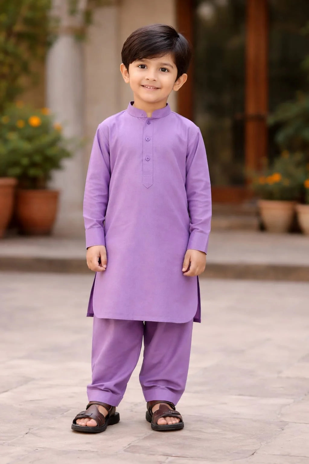 Kids Purple Maroon Kurta Shalwar for Boys