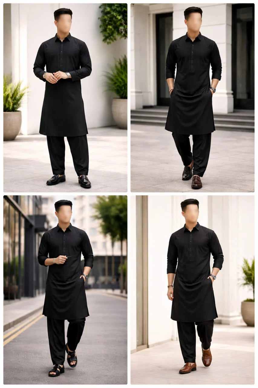 Men’s Traditional Kurta – Jet Black