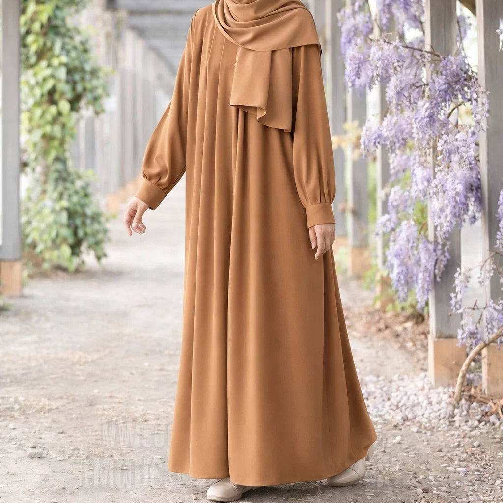Girls Elegant Brown Modest Abaya
