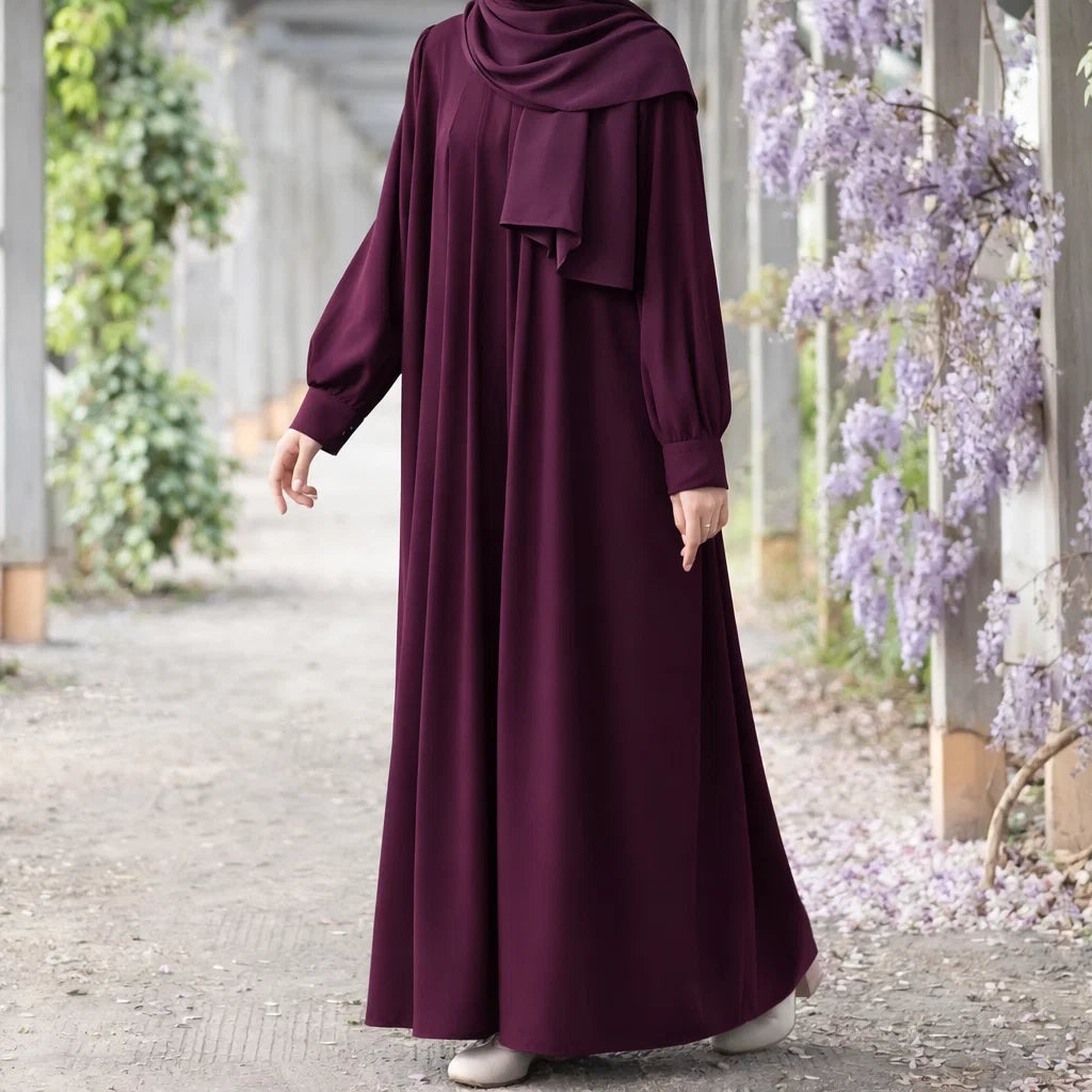 Girls Elegant Dark Purple Modest Abaya