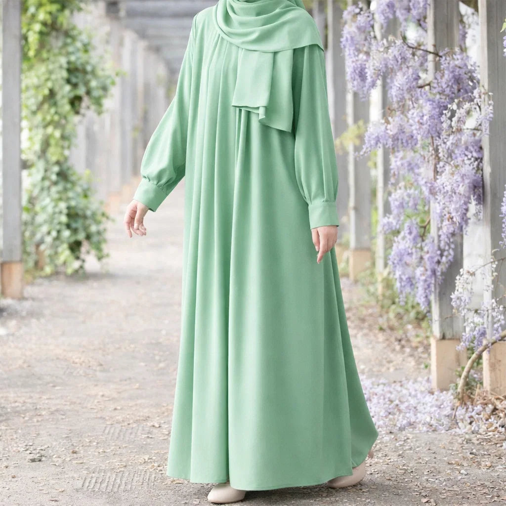 Girls Elegant Mint Modest Abaya