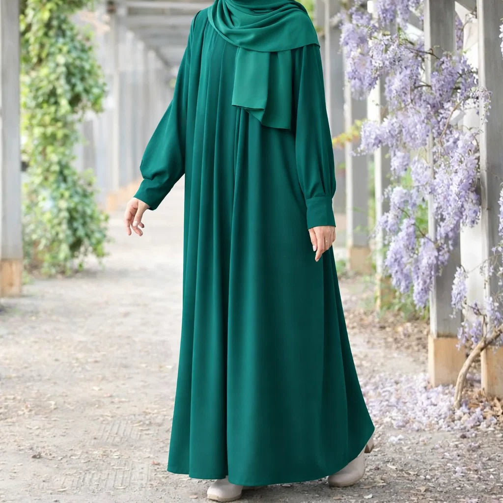 Girls Elegant Green Modest Abaya