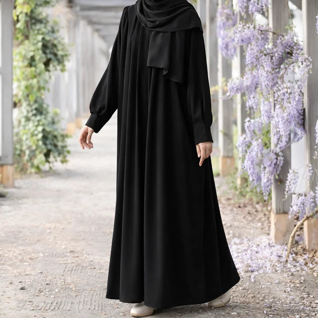 Smoky Black Modest Abaya