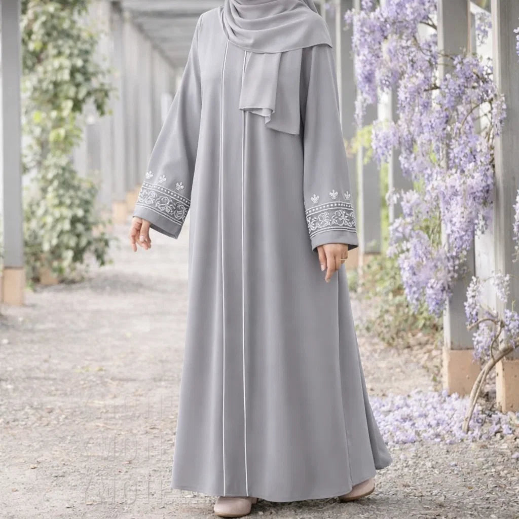 Lavender Gray Stylish Abaya