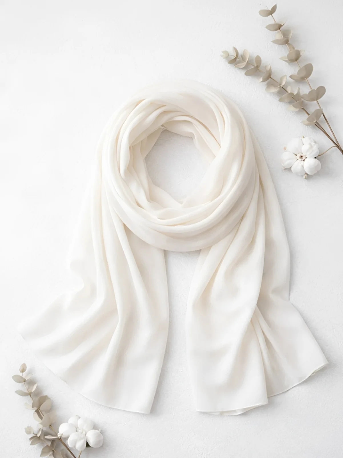 Kids Girls Soft Warm Scarf – White